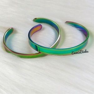 New Mason Rainbow Oil Slick Holographic Open Cuff Bracelet